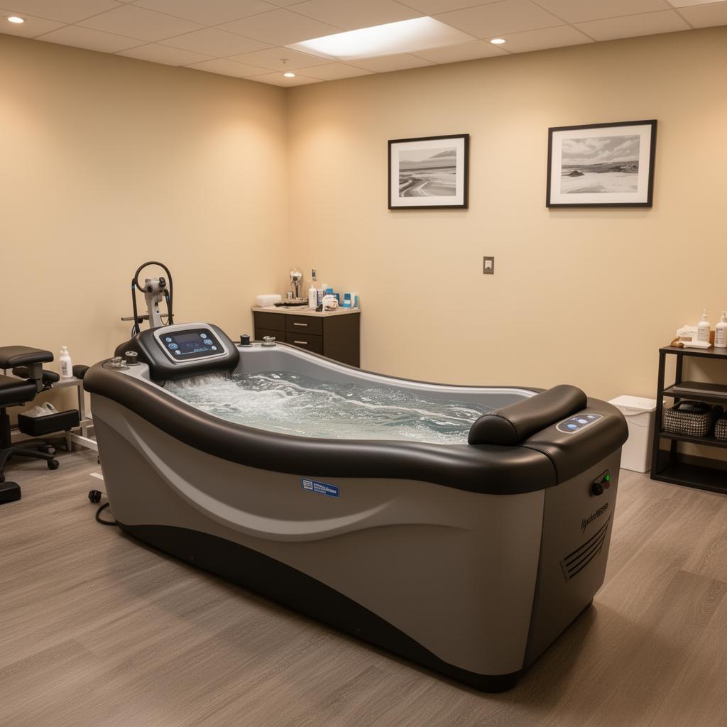 Hydrotherapy massage on a HydroMassage table at Pacific Spine & Rehab