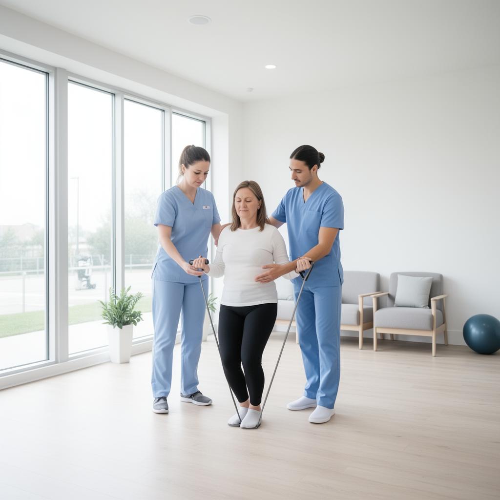 Patient performing active rehab exercises